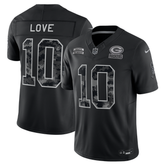 Men's Nike Jordan Love Black Green Bay Packers 2026 Salute to Service Stitched Limited Jersey