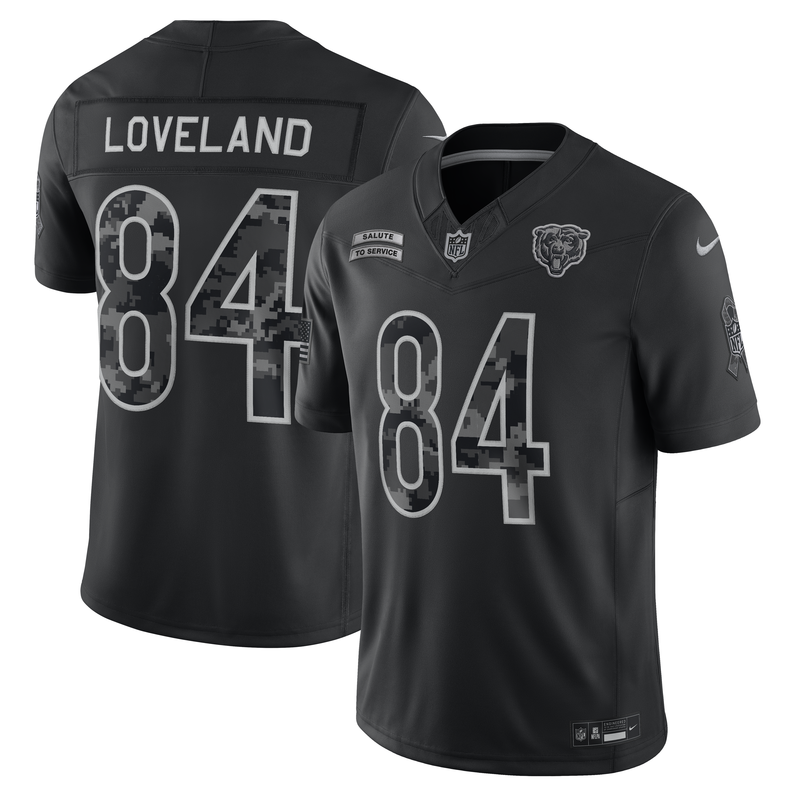 Men's Nike Colston Loveland Black Chicago Bears 2026 Salute to Service Stitched Limited Jersey