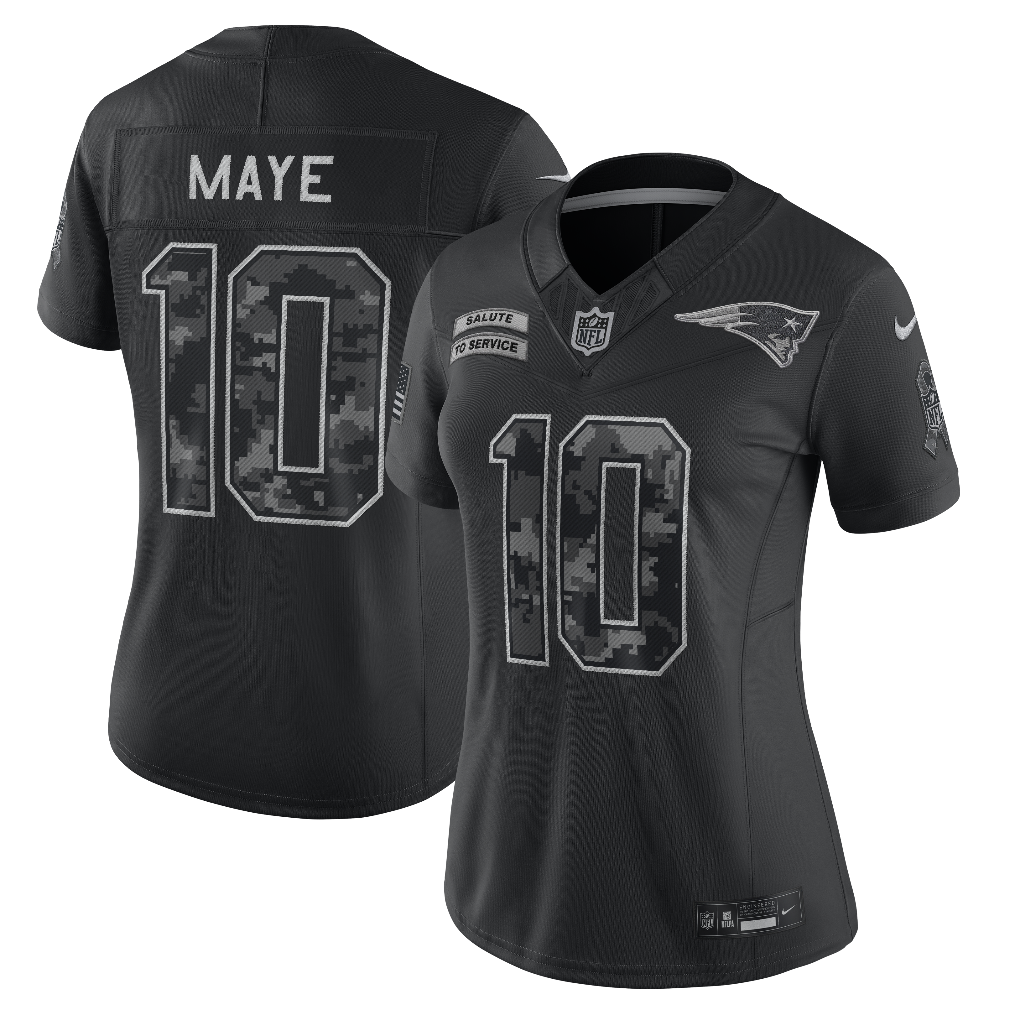 Drake Maye New England Patriots Salute to Service Nike Women's Dri-FIT NFL Limited Jersey in Black | SSLW00AF3L-77V