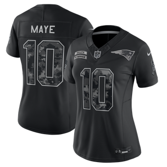 Women's Nike Drake Maye Black New England Patriots 2026 Salute to Service Stitched Limited Jersey