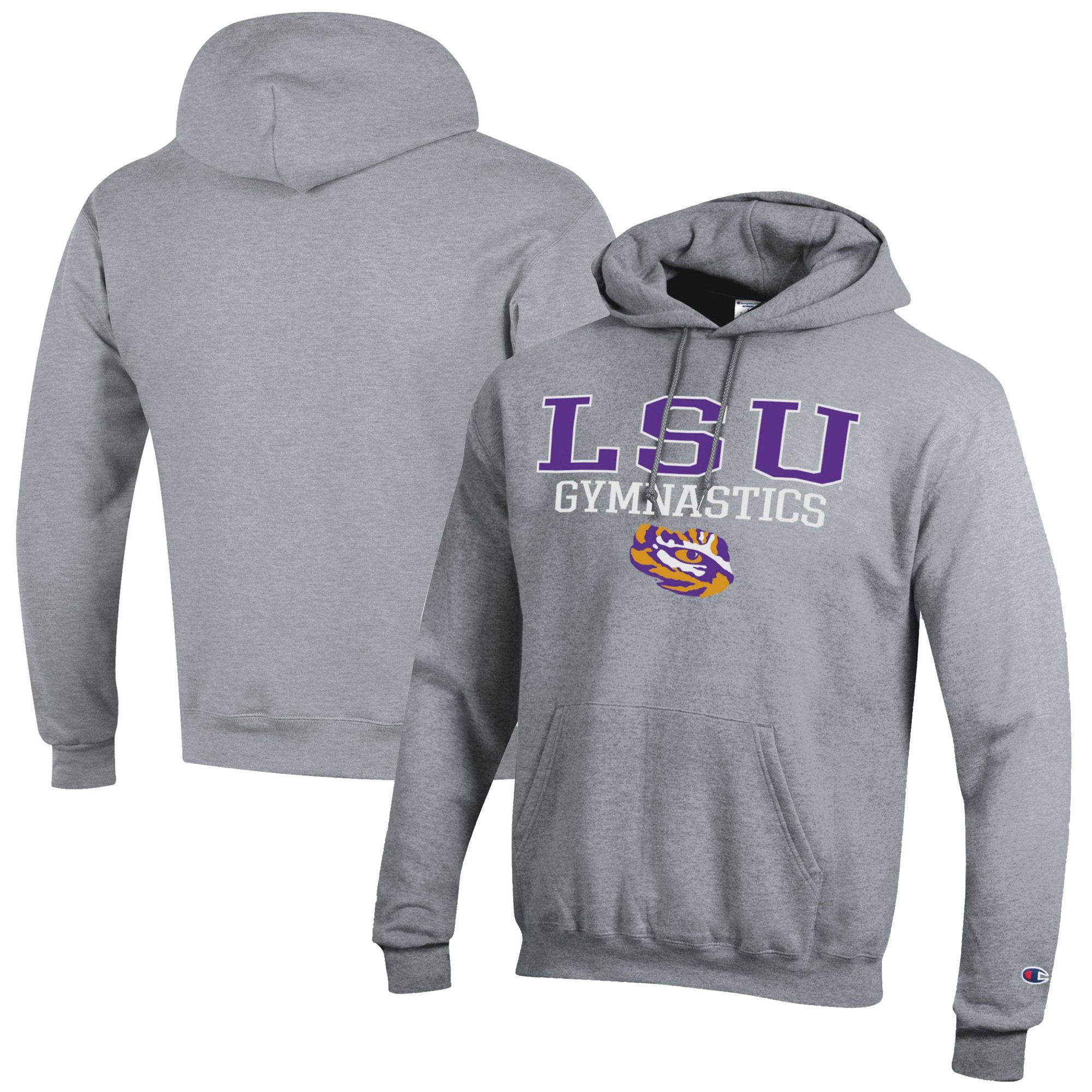 Men's Champion  Gray LSU Tigers Gymnastics Stack Powerblend Pullover Hoodie