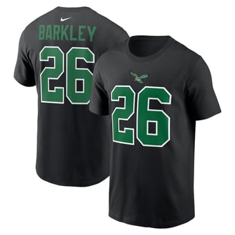 Men's Nike Saquon Barkley Black Philadelphia Eagles Carbon Name & Number T-Shirt