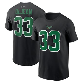 Men's Nike Cooper DeJean Black Philadelphia Eagles Carbon Name & Number T-Shirt