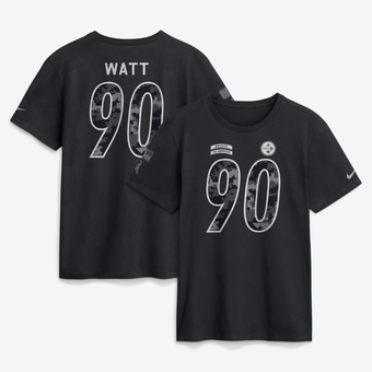 Men's Nike T.J. Watt Black Pittsburgh Steelers 2026 Salute to Service Name & Number T-Shirt