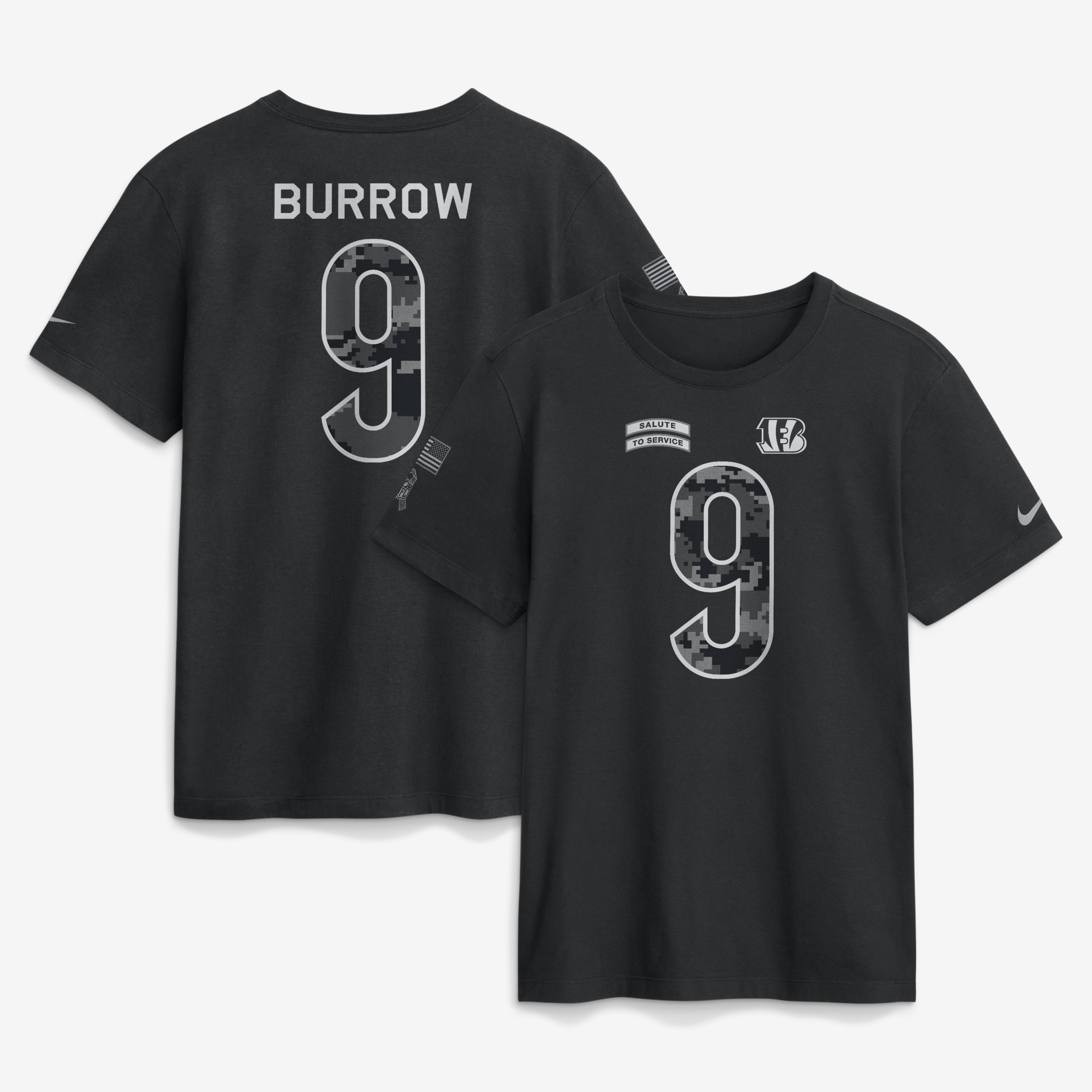 Men’s Nike Joe Burrow Black Cincinnati Bengals 2026 Salute to Service Name & Number T-Shirt Men’s Nike Joe Burrow Black Cincinnati Bengals 2026 Salute to Service Name & Number T-Shirt