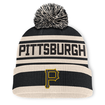 Men's Fanatics Black Pittsburgh Pirates Tape Measure Cuffed Knit Hat with Pom