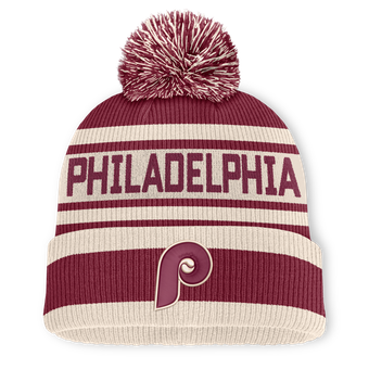 Men's Fanatics Burgundy Philadelphia Phillies Tape Measure Cuffed Knit Hat with Pom