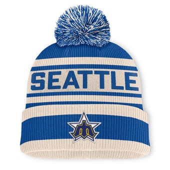 Men's Fanatics Royal Seattle Mariners Tape Measure Cuffed Knit Hat with Pom