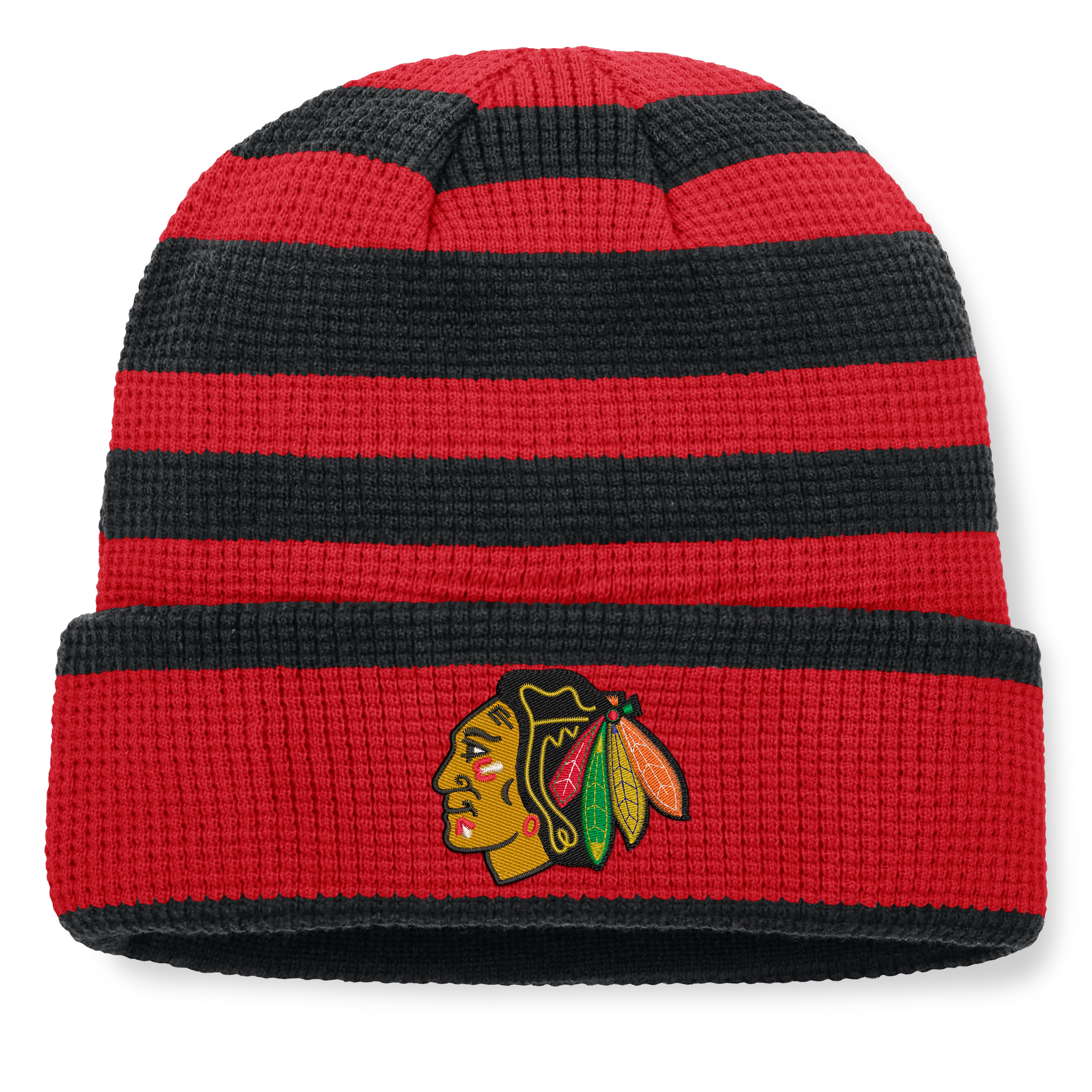 Men's Fanatics Red/Black Chicago Blackhawks Fundamental Steady Cuffed Knit Hat