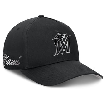 Men's Nike Black Miami Marlins Rise Dri-FIT A-Frame Adjustable Hat