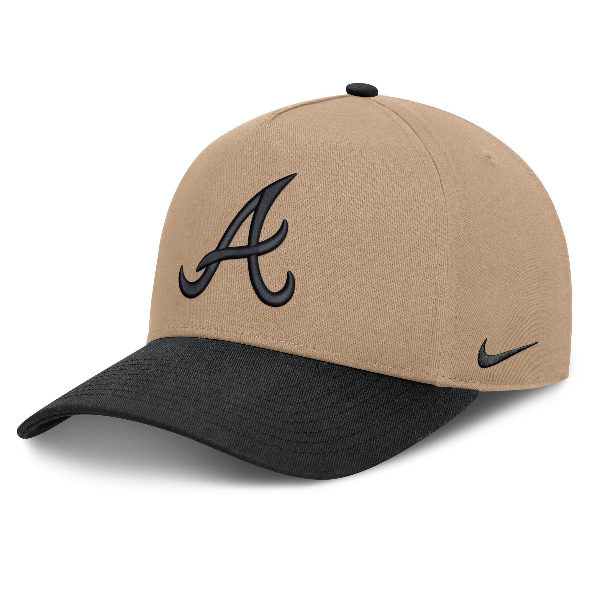 Men's Nike  Khaki/Black Atlanta Braves Rise A-Frame Adjustable Hat