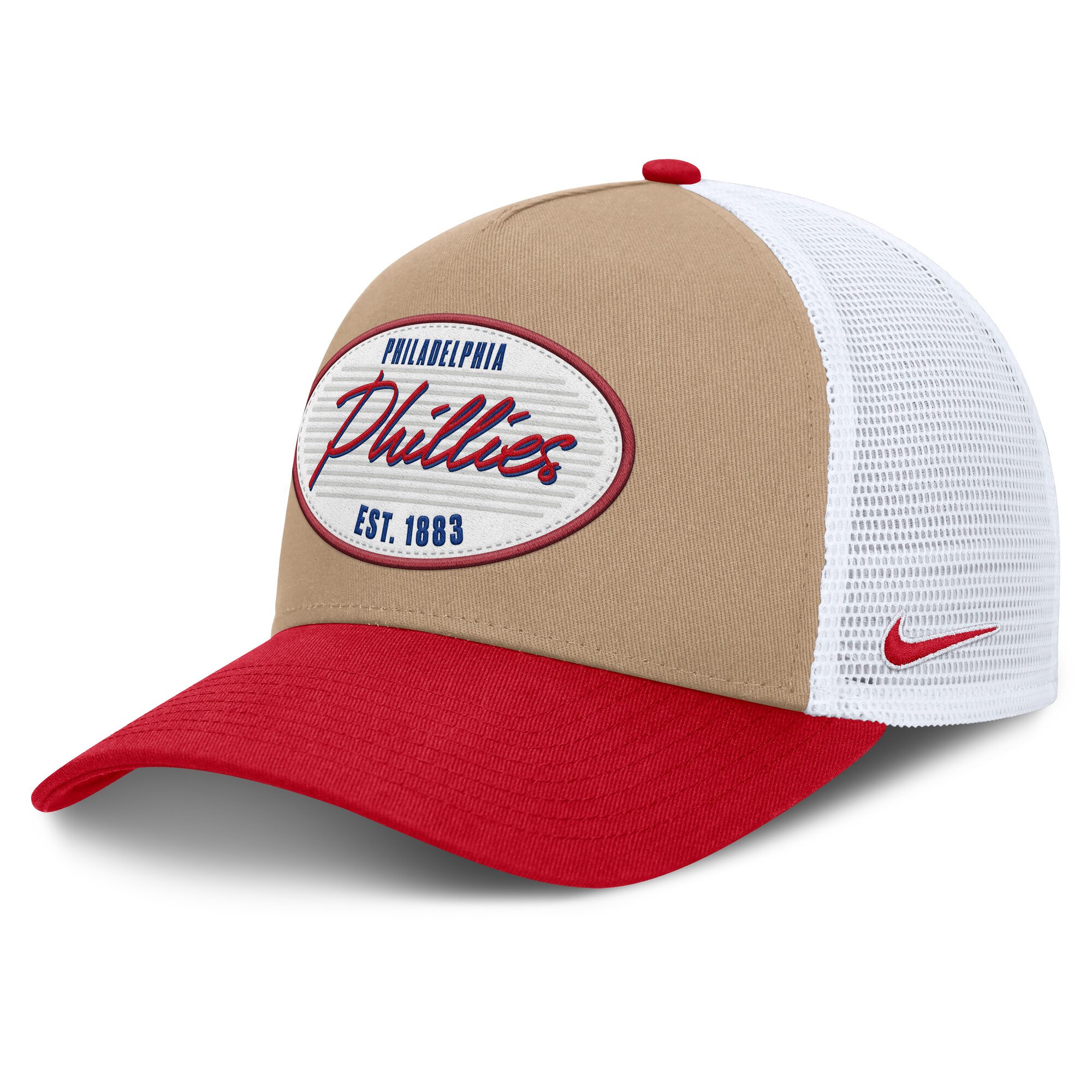 Men's Nike  Khaki/Red Philadelphia Phillies Rise A-Frame Trucker Adjustable Hat