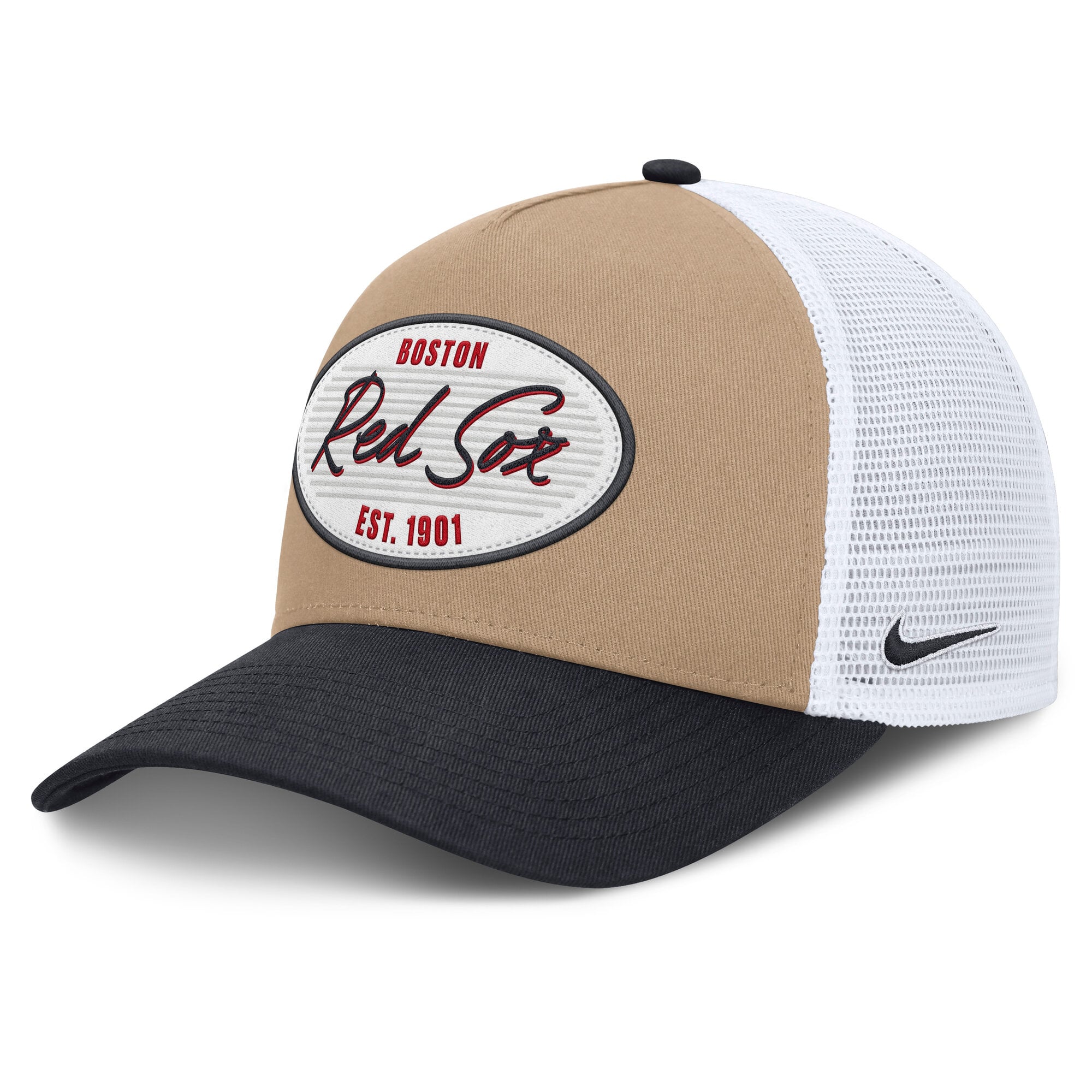 Men's Nike  Khaki/Navy Boston Red Sox Rise A-Frame Trucker Adjustable Hat