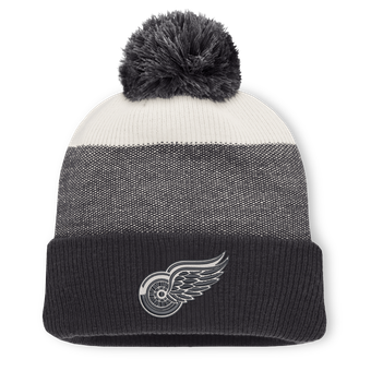 Men's Fanatics Charcoal/Gray Detroit Red Wings Monochrome Cuffed Knit Hat with Pom