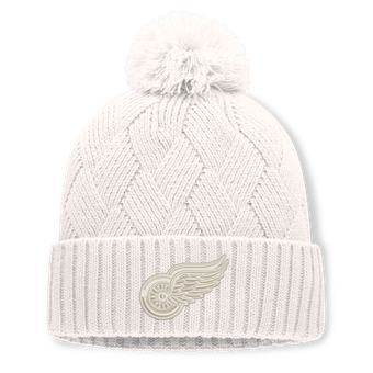 Women's Fanatics Cream Detroit Red Wings Level Up Cuffed Knit Hat with Pom
