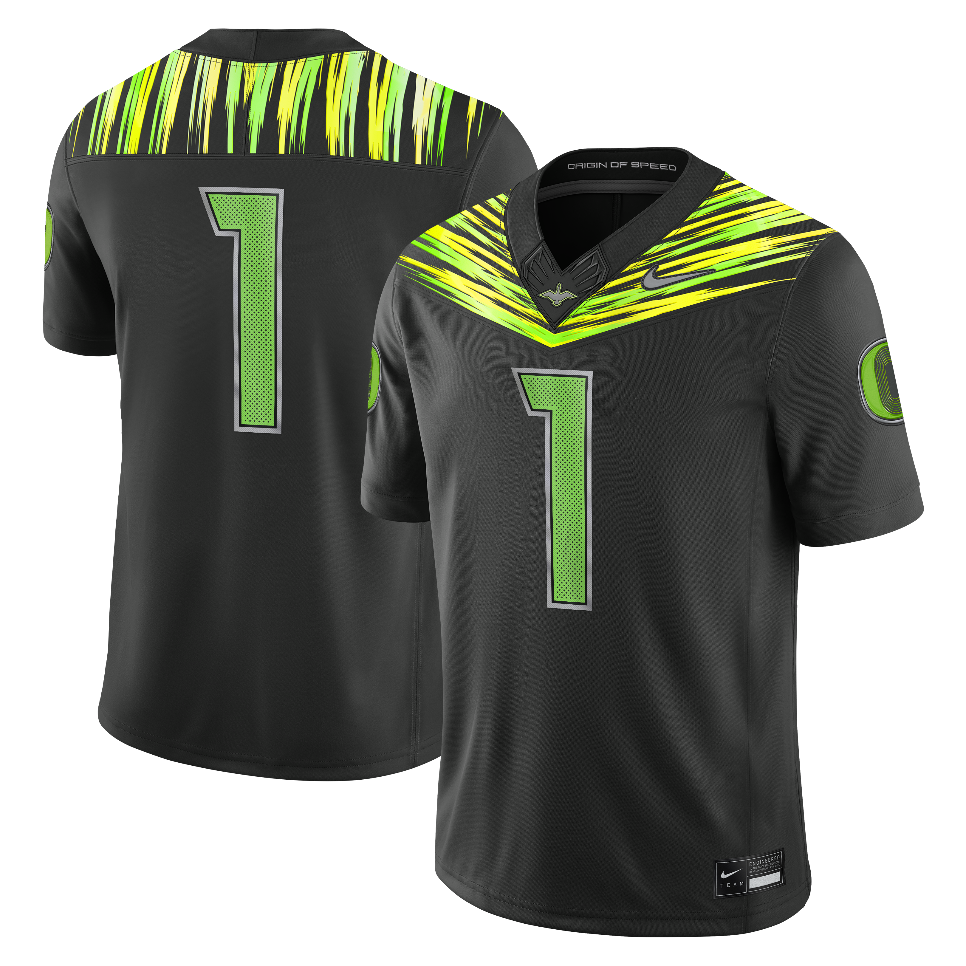 Men's Nike #1 Black Oregon Ducks Origin of Speed Vapor F.U.S.E. Stitched Limited Jersey