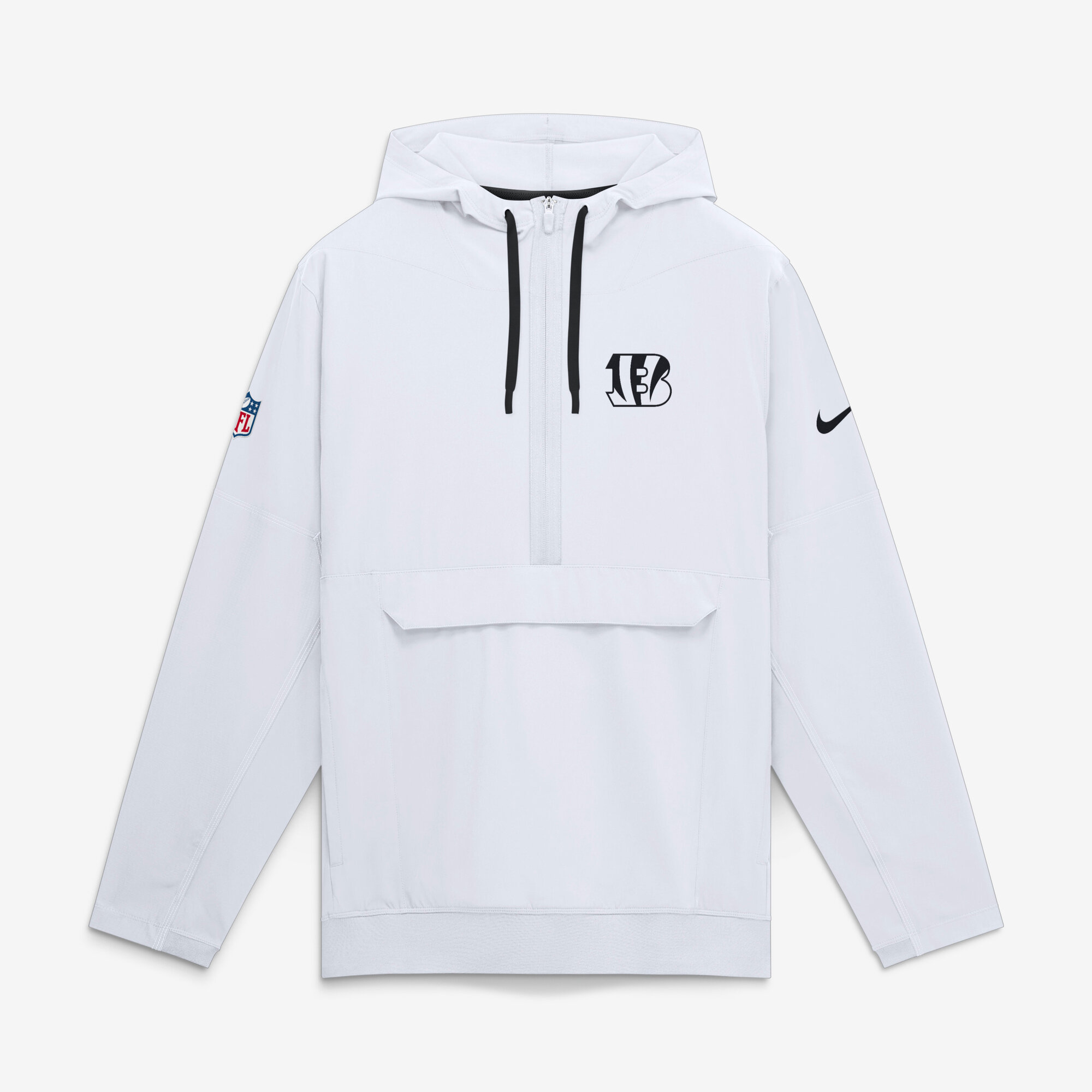 Men's Nike White Cincinnati Bengals Sideline Broken Rules Alternate Anorak Half-Zip Hooded Jacket