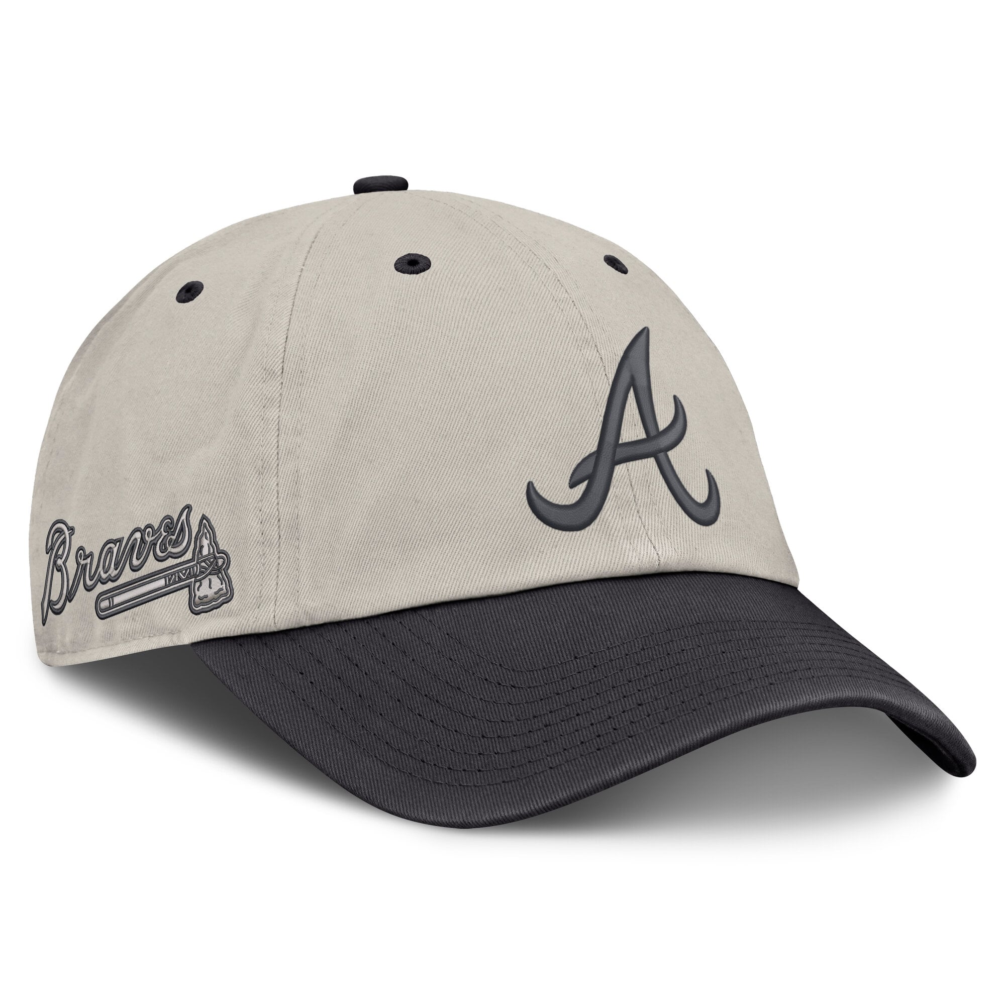 Men's Fanatics Beige/Charcoal Atlanta Braves Frame Adjustable Hat
