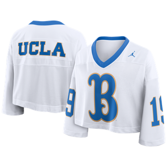 Women's Nike White UCLA Bruins Oversized Logo Cropped Fashion Jersey
