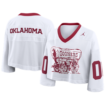 Women's Nike White Oklahoma Sooners Oversized Logo Cropped Fashion Jersey
