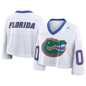 Women's Nike White Florida Gators Oversized Logo Cropped Fashion Jersey