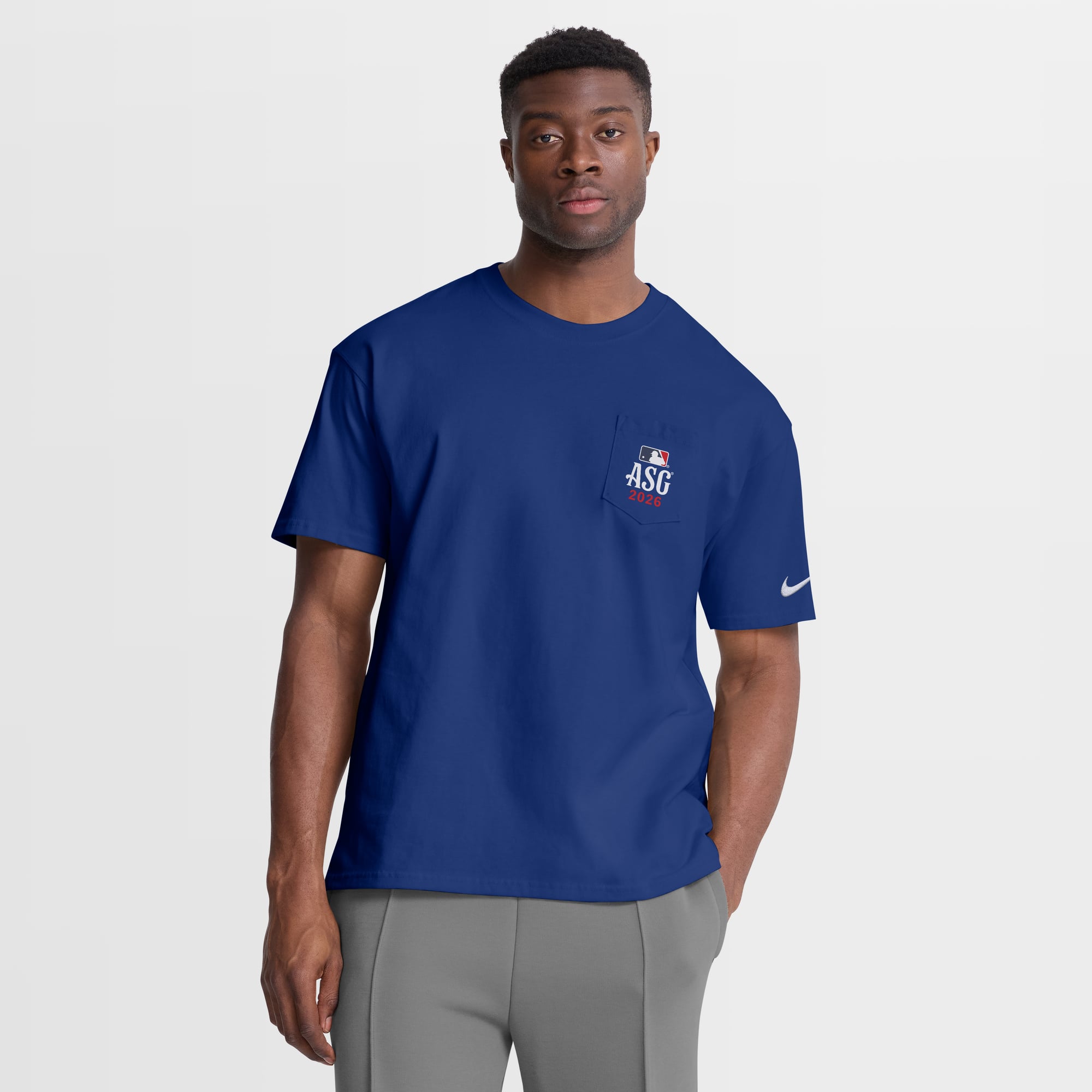 T-shirt da uomo Nike Royal 2026 MLB All-Star Game Max90 con taschino
