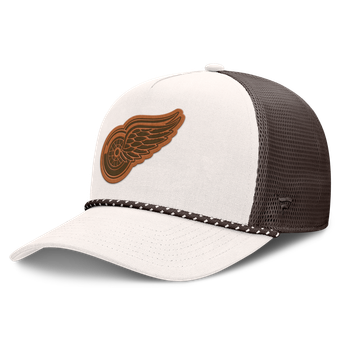 Men's Fanatics  Cream/Brown Detroit Red Wings Level Up Bronco Rope A-Frame Trucker Adjustable Hat