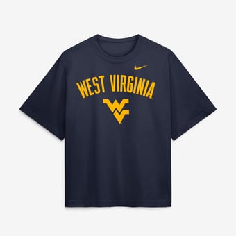 Women's Nike  Navy West Virginia Mountaineers Arch Logo Boxy T-Shirt
