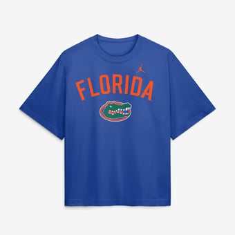 Women's Jordan Brand  Royal Florida Gators Arch Logo Boxy T-Shirt