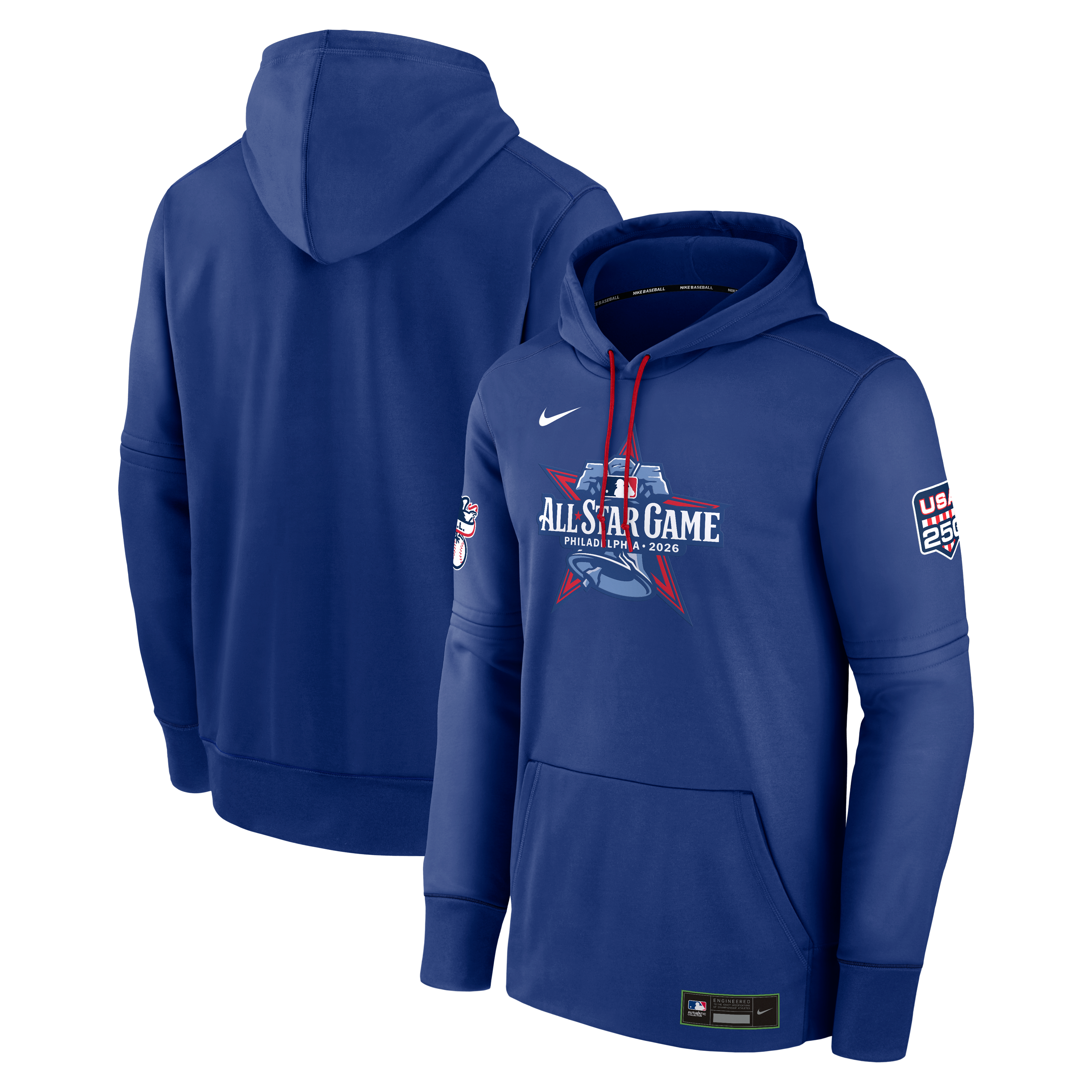 Men's Nike Royal American League Authentic Collection 2026 MLB All-Star Game USA 250 Therma-FIT Hoodie