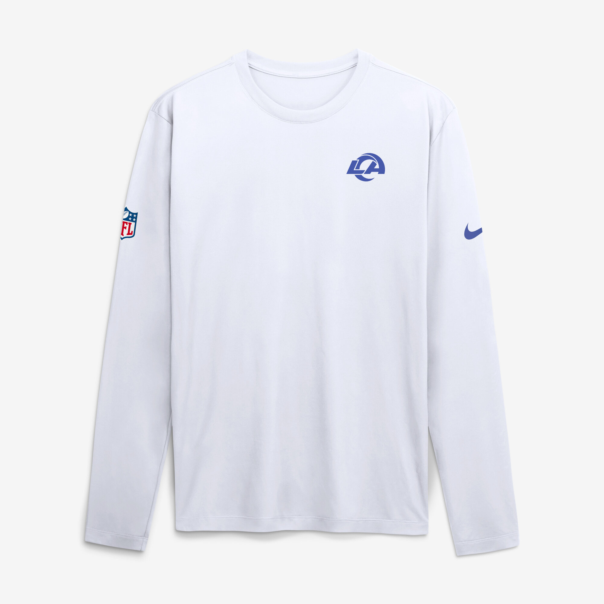 Men's Nike Los Angeles Rams Fearsome White Legend Small Logo Dri-FIT Long Sleeve T-Shirt