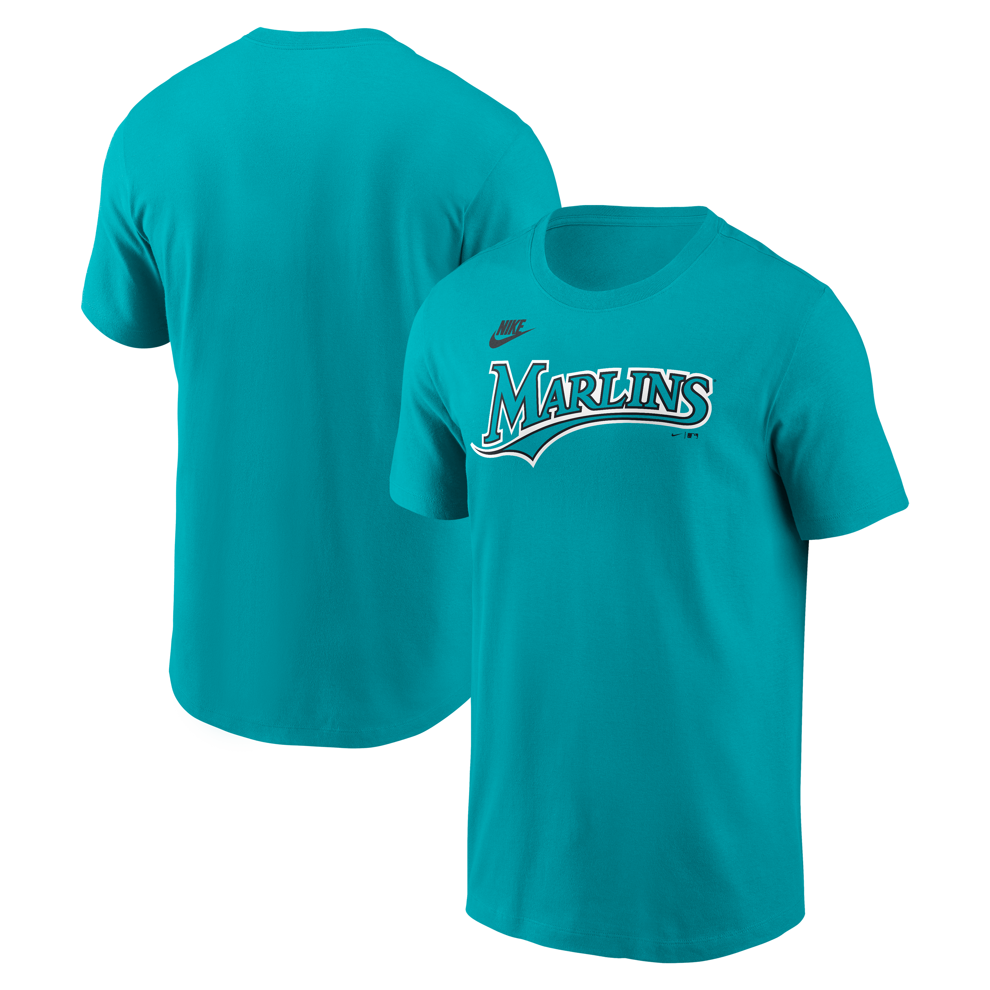 Men's Nike Teal Florida Marlins Cooperstown Wordmark T-Shirt