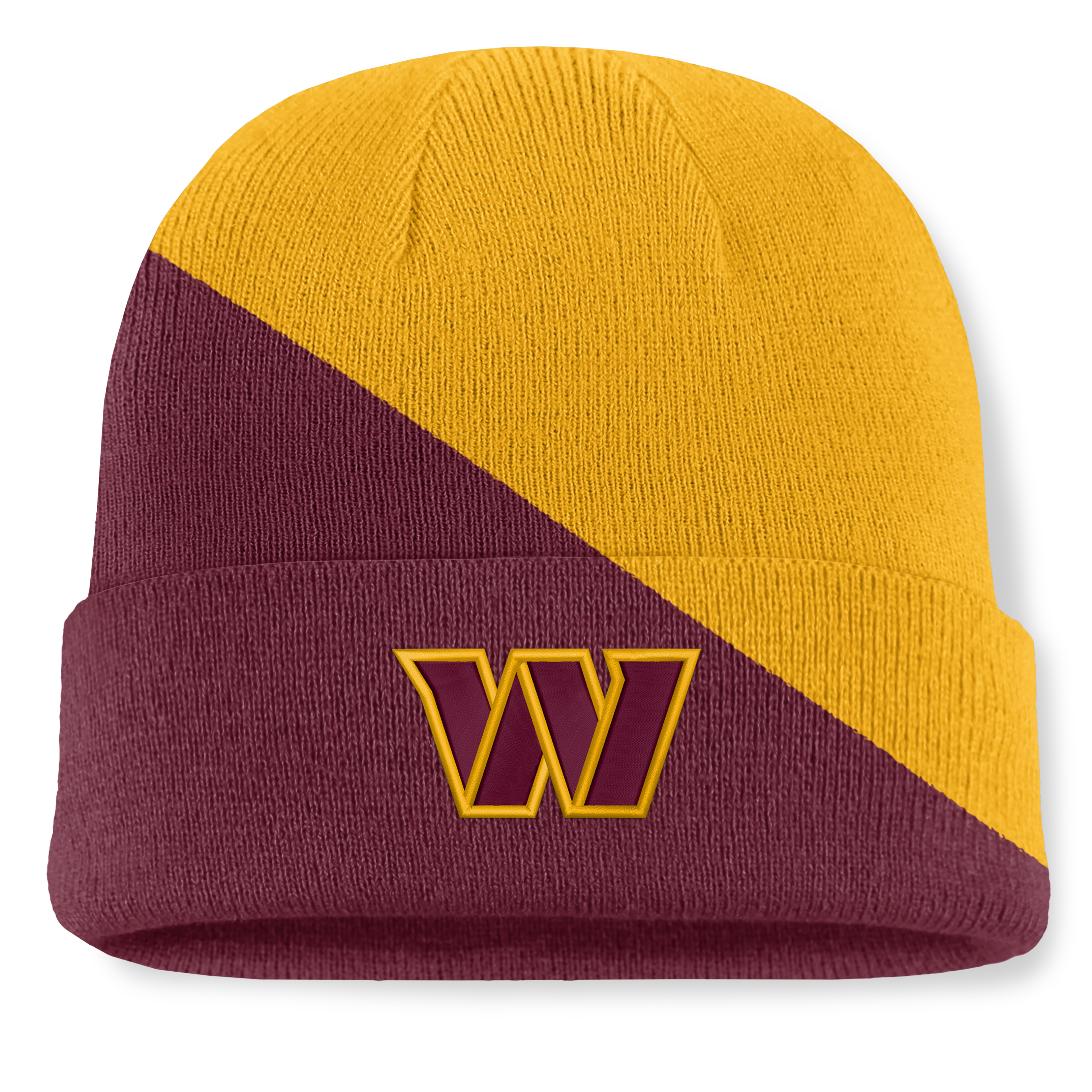 Men's Fanatics Gold/Burgundy Washington Commanders Tilt Cuffed Knit Hat