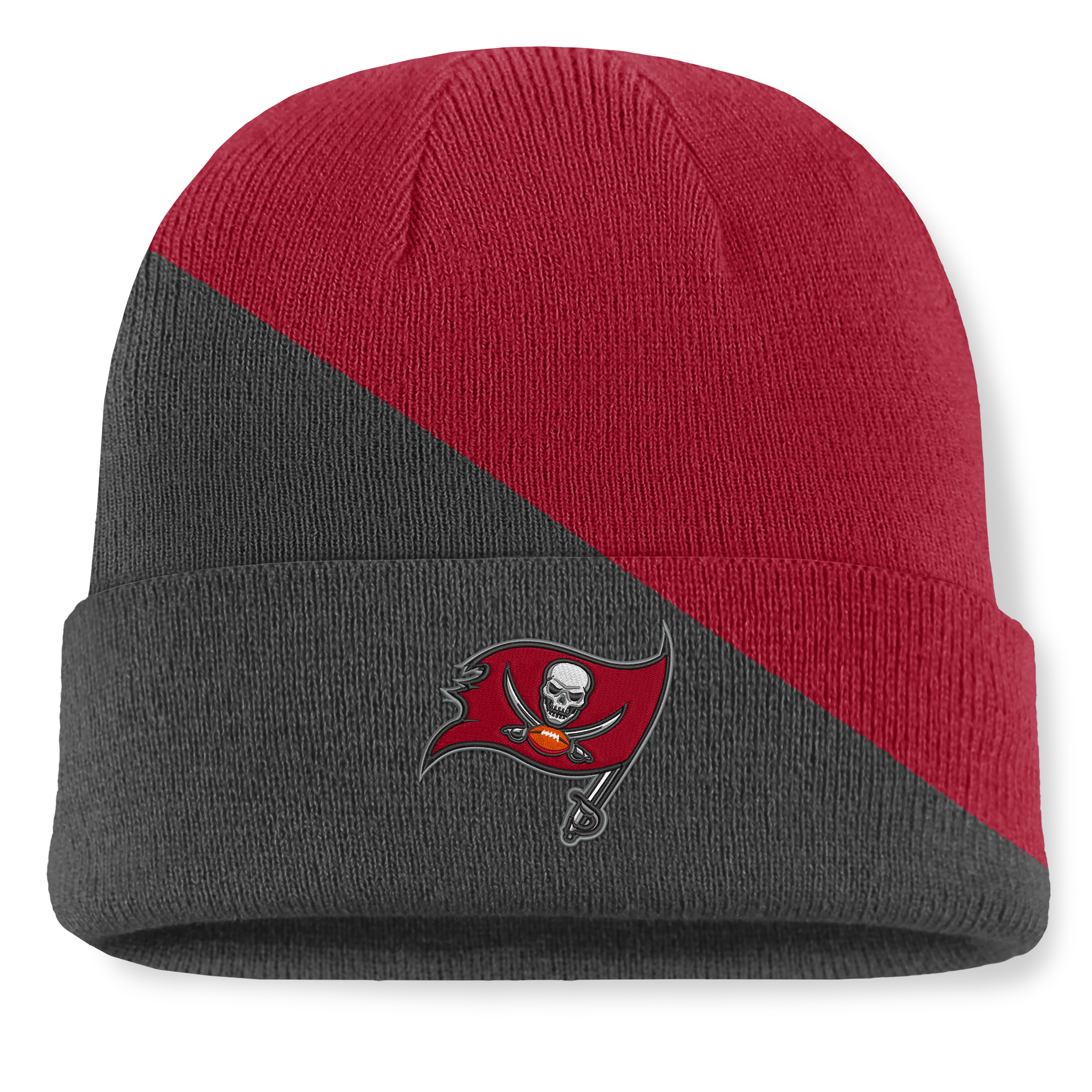 Men's Fanatics Red/Pewter Tampa Bay Buccaneers Tilt Cuffed Knit Hat