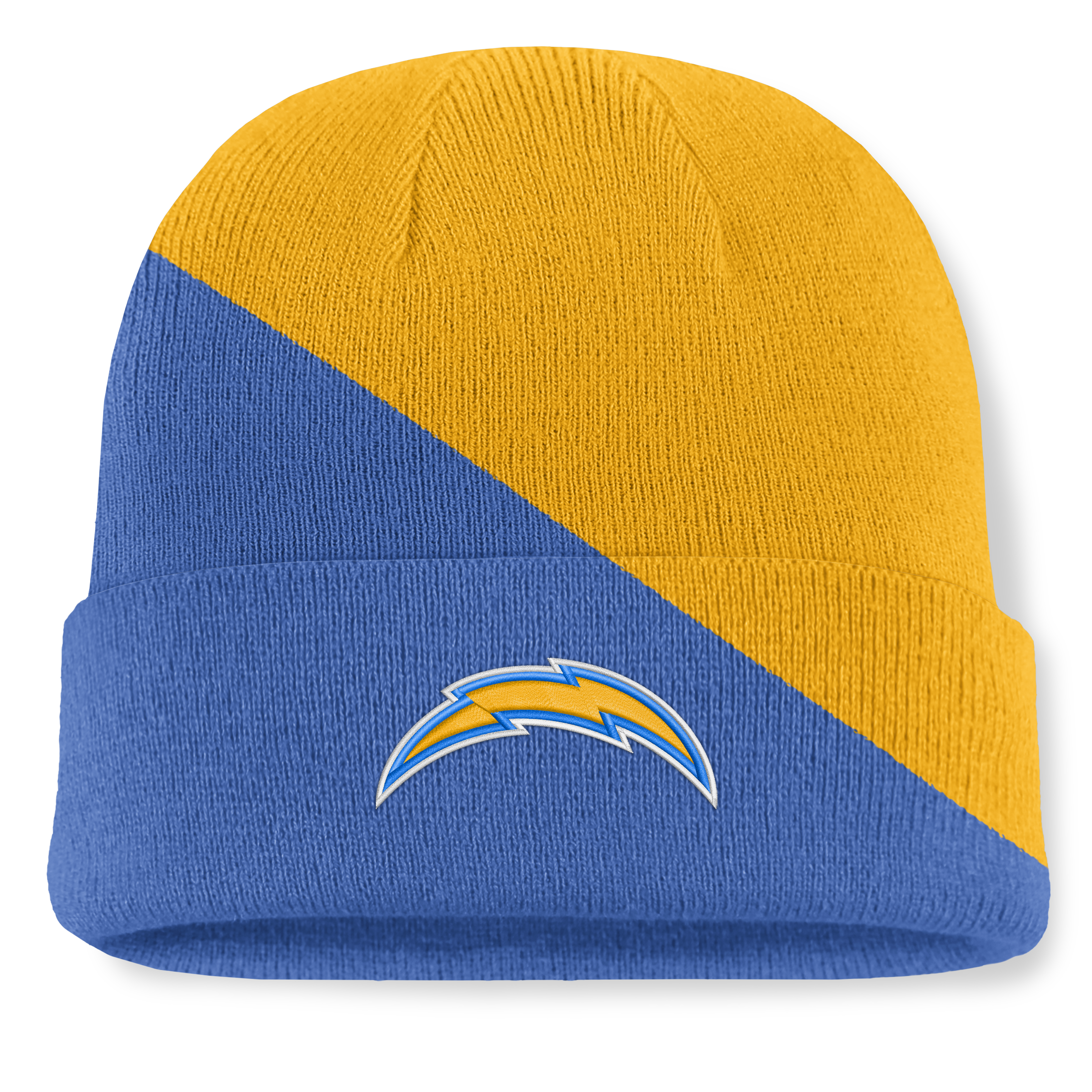 Men's Fanatics Gold/Blue Los Angeles Chargers Tilt Cuffed Knit Hat