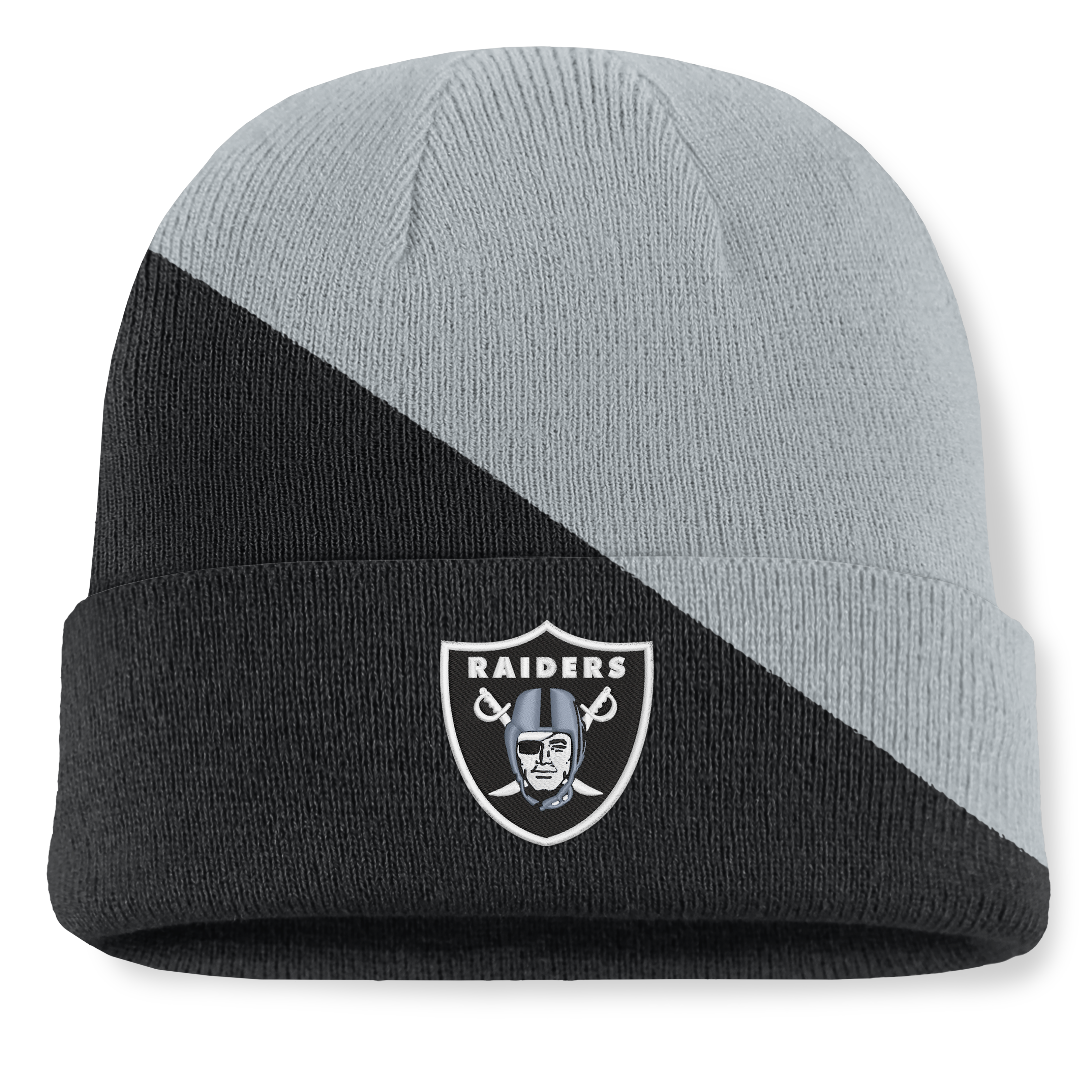 Men's Fanatics Silver/Black Las Vegas Raiders Tilt Cuffed Knit Hat