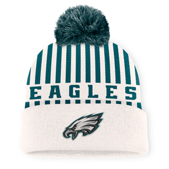 Men's Fanatics Cream/Midnight Green Philadelphia Eagles Streak Cuffed Knit Hat with Pom
