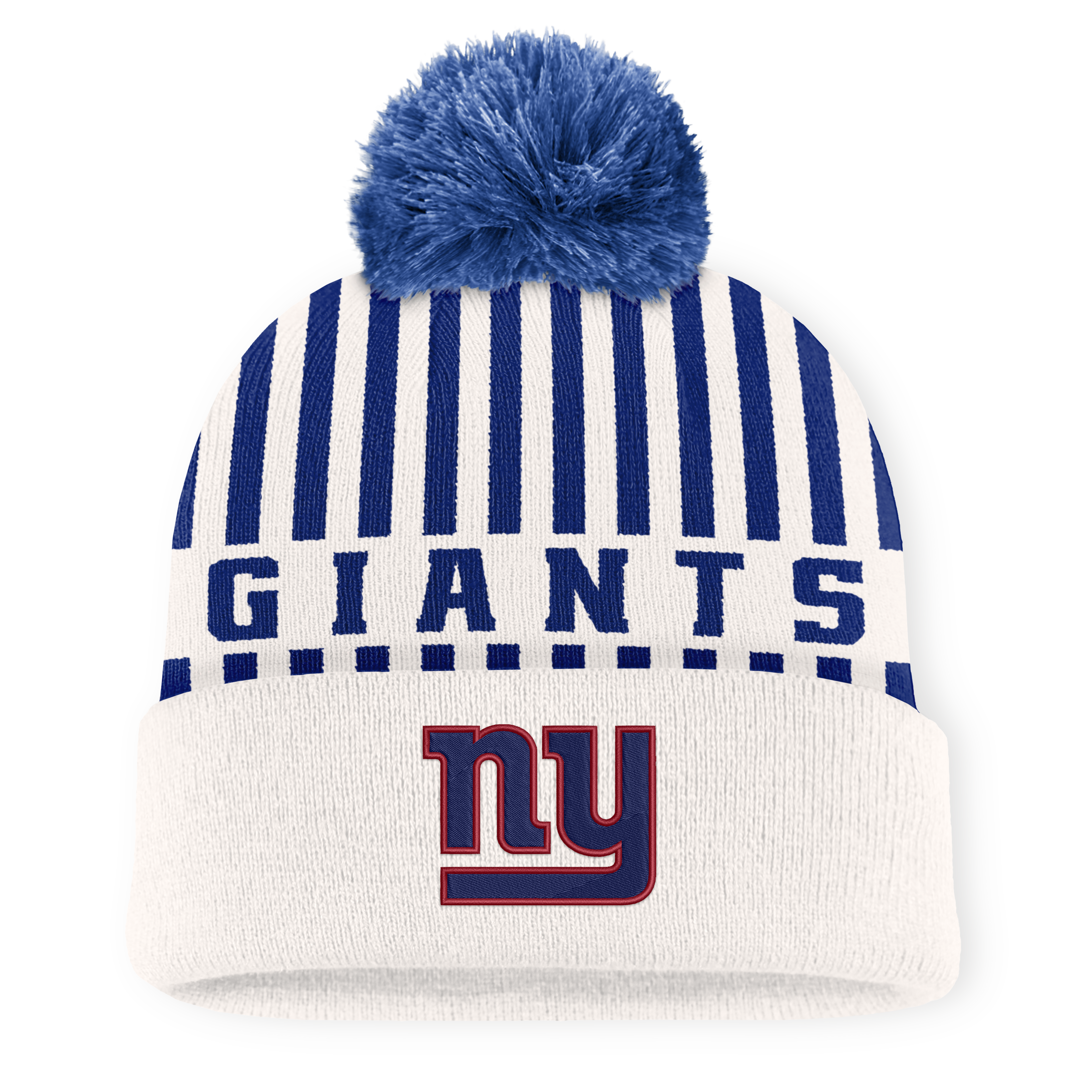 Men's Fanatics Cream/Royal New York Giants Streak Cuffed Knit Hat with Pom