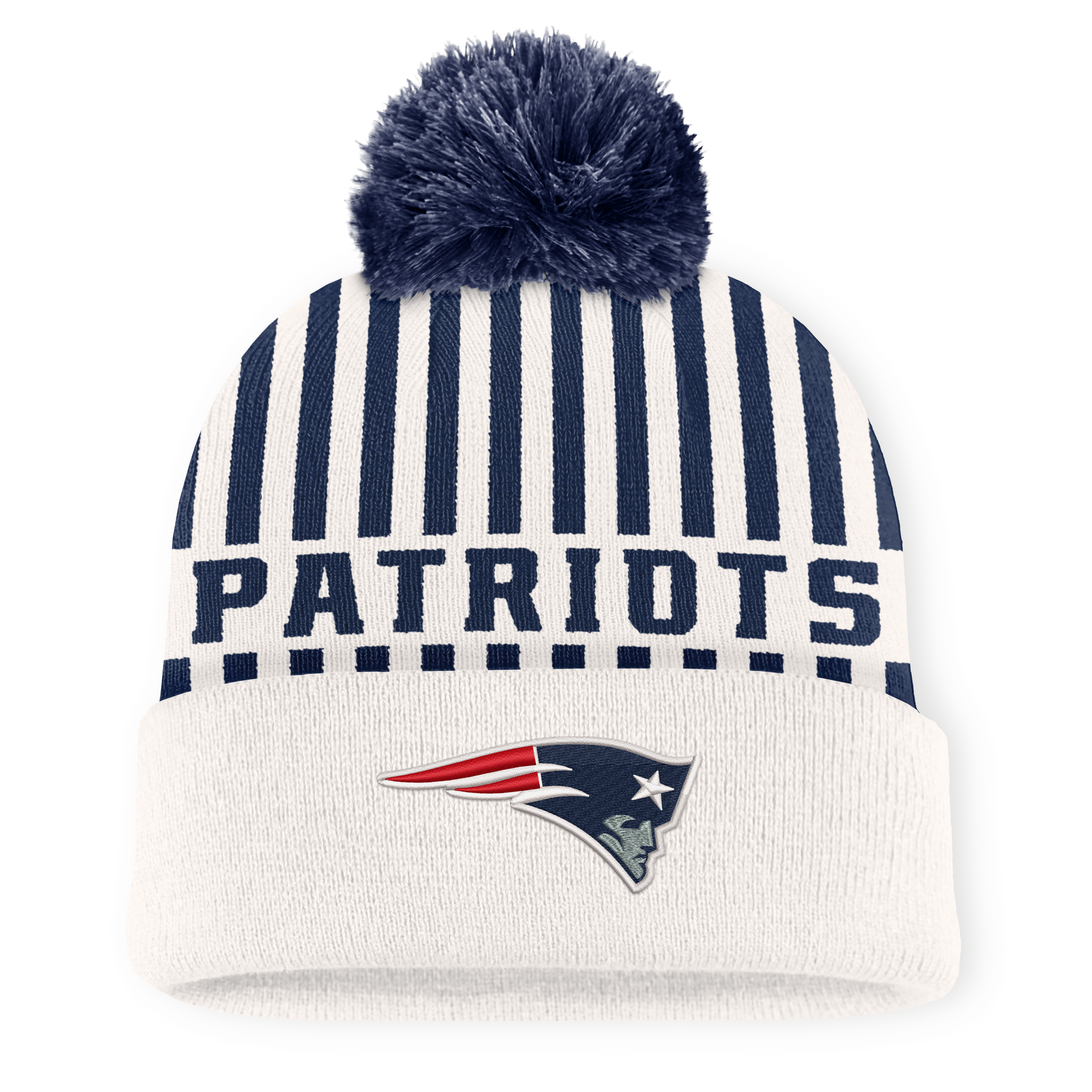Men's Fanatics Cream New England Patriots Streak Cuffed Knit Hat with Pom