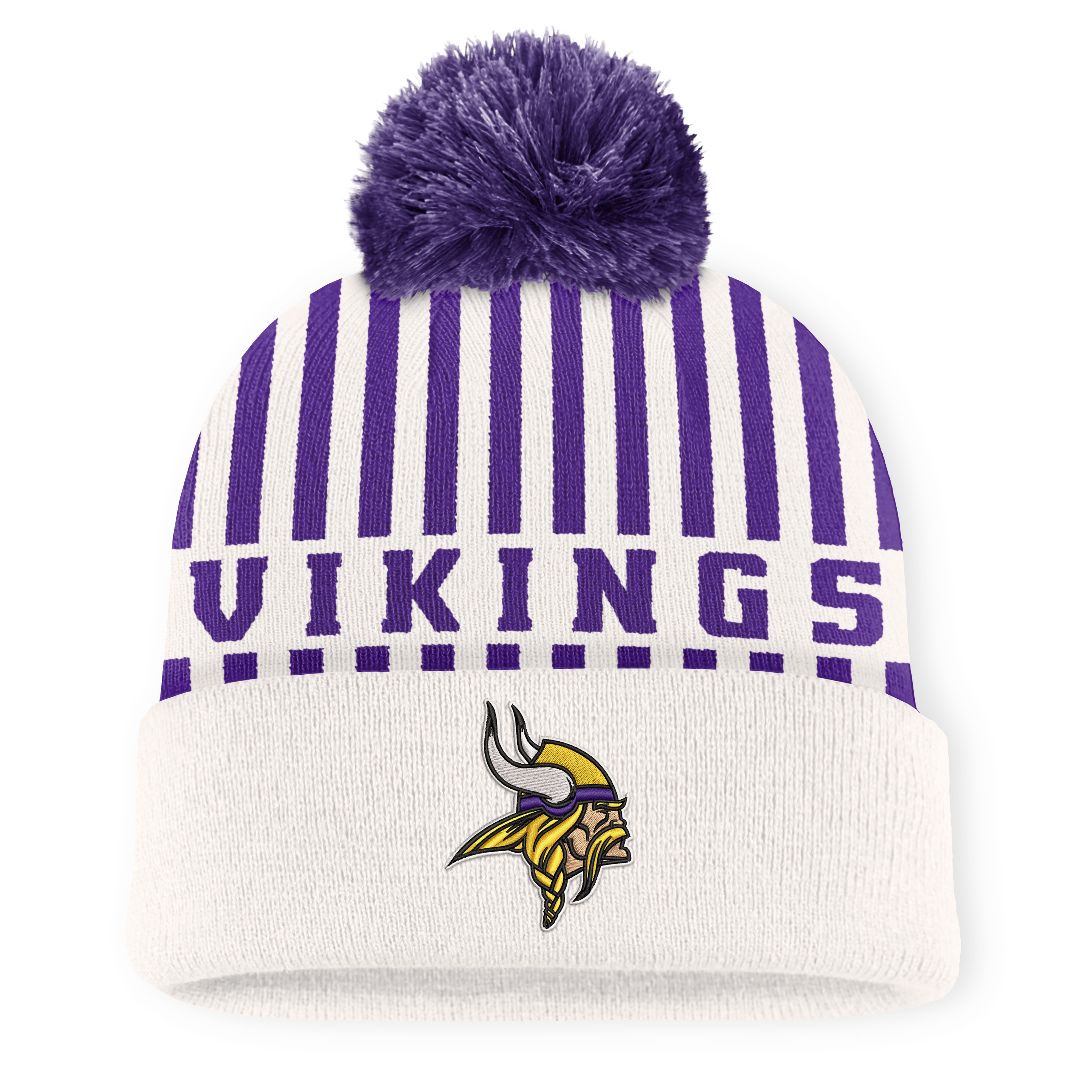 Men's Fanatics Cream Minnesota Vikings Streak Cuffed Knit Hat with Pom