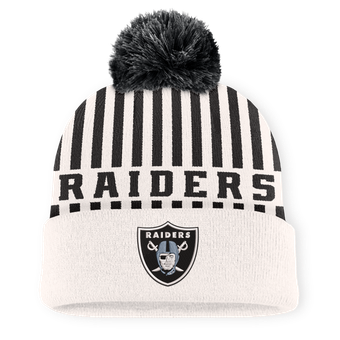 Men's Fanatics Cream/Black Las Vegas Raiders Streak Cuffed Knit Hat with Pom
