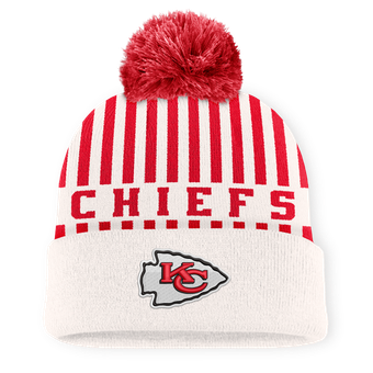 Men's Fanatics Cream Kansas City Chiefs Streak Cuffed Knit Hat with Pom