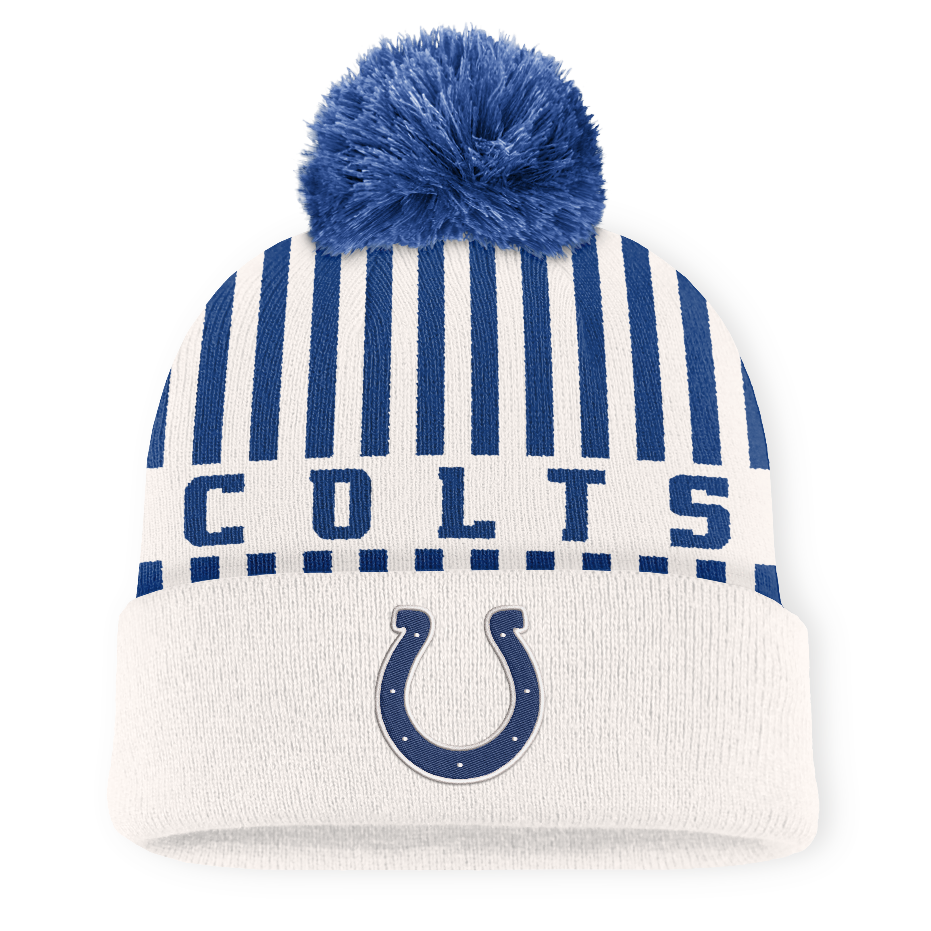 Men's Fanatics Cream Indianapolis Colts Streak Cuffed Knit Hat with Pom