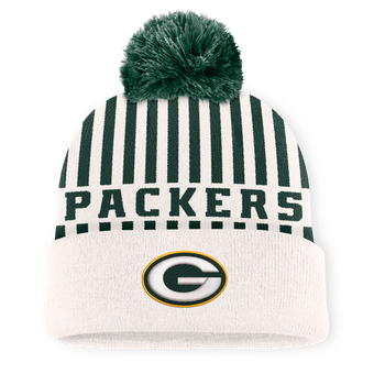 Men's Fanatics Cream Green Bay Packers Streak Cuffed Knit Hat with Pom