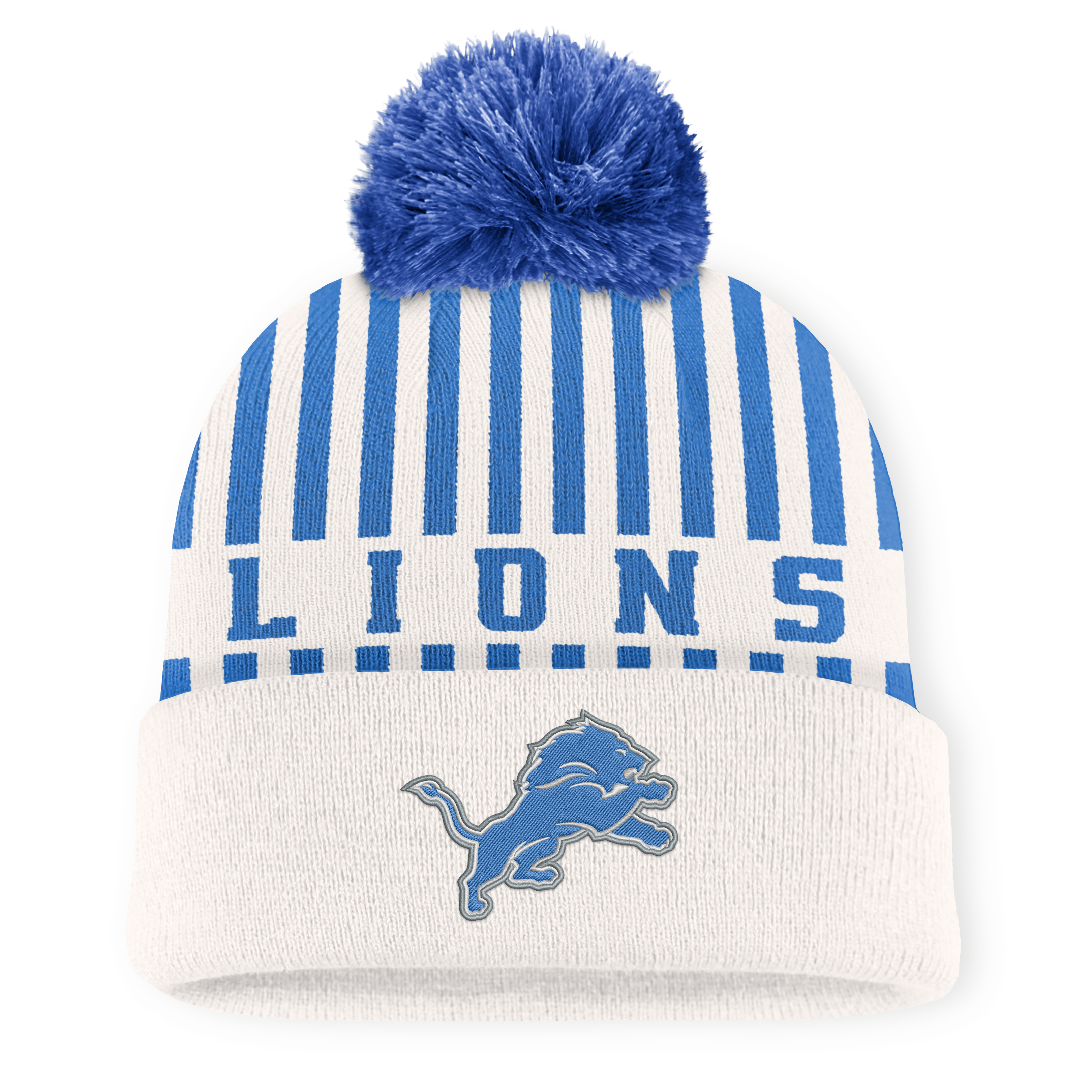 Men's Fanatics Cream Detroit Lions Streak Cuffed Knit Hat with Pom