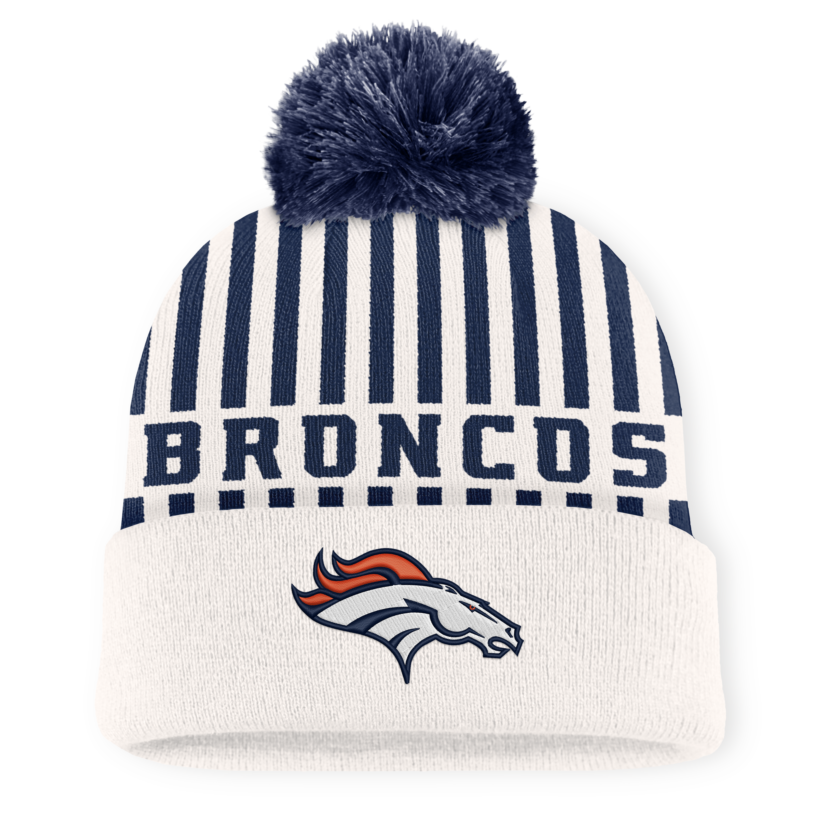 Men's Fanatics Cream Denver Broncos Streak Cuffed Knit Hat with Pom