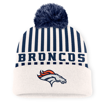 Men's Fanatics Cream Denver Broncos Streak Cuffed Knit Hat with Pom