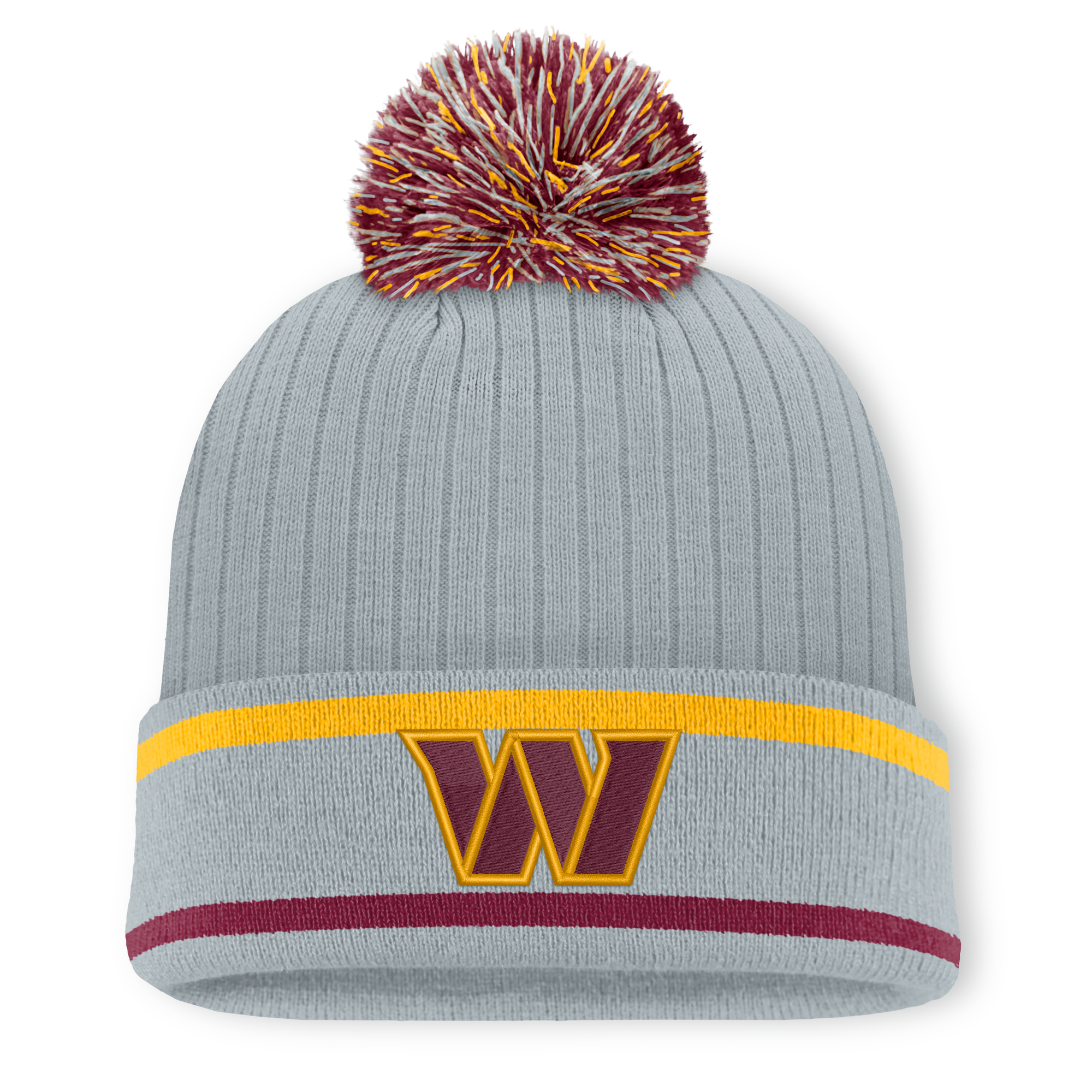 Men's Fanatics Gray Washington Commanders Fissure Cuffed Knit Hat with Pom