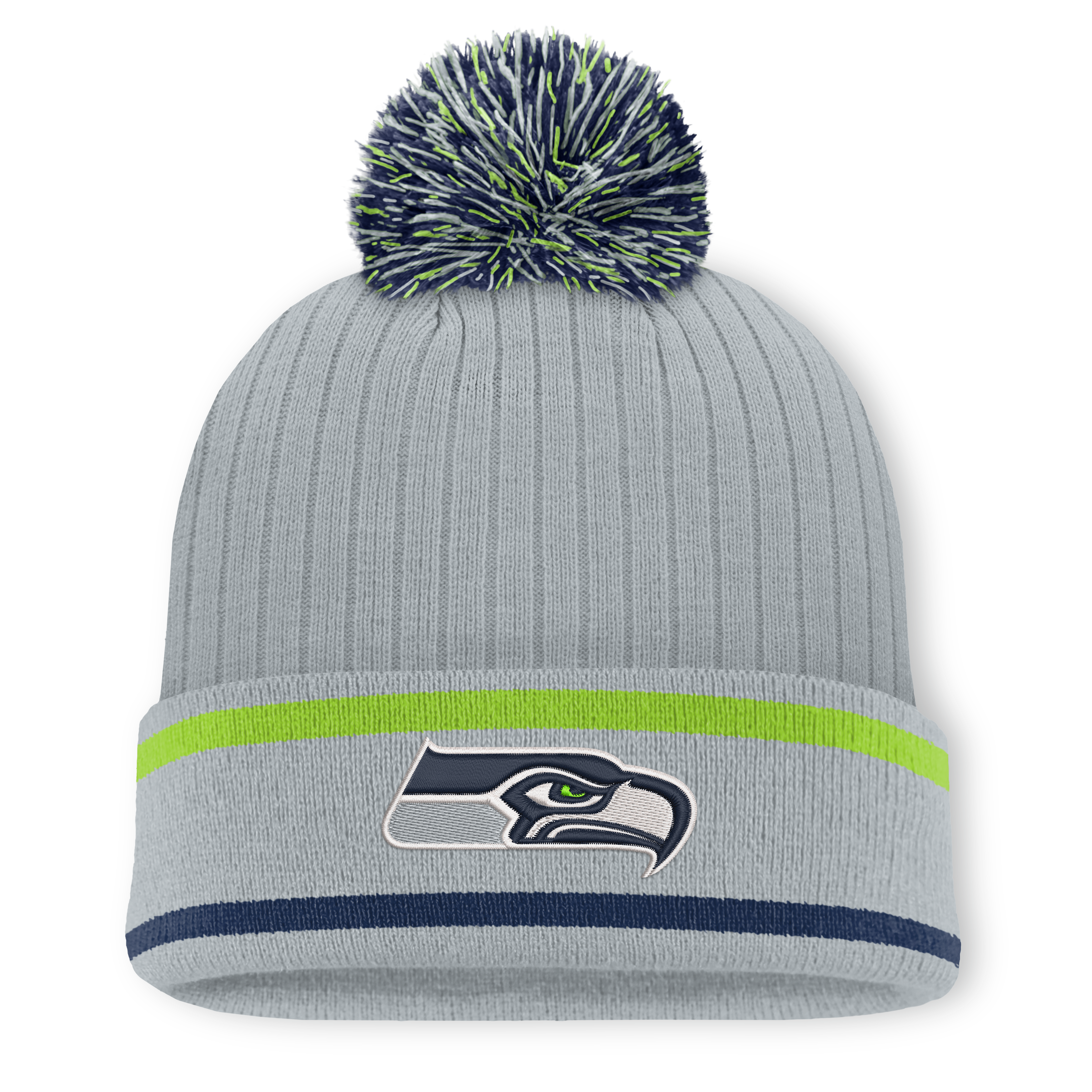 Men's Fanatics Gray Seattle Seahawks Fissure Cuffed Knit Hat with Pom