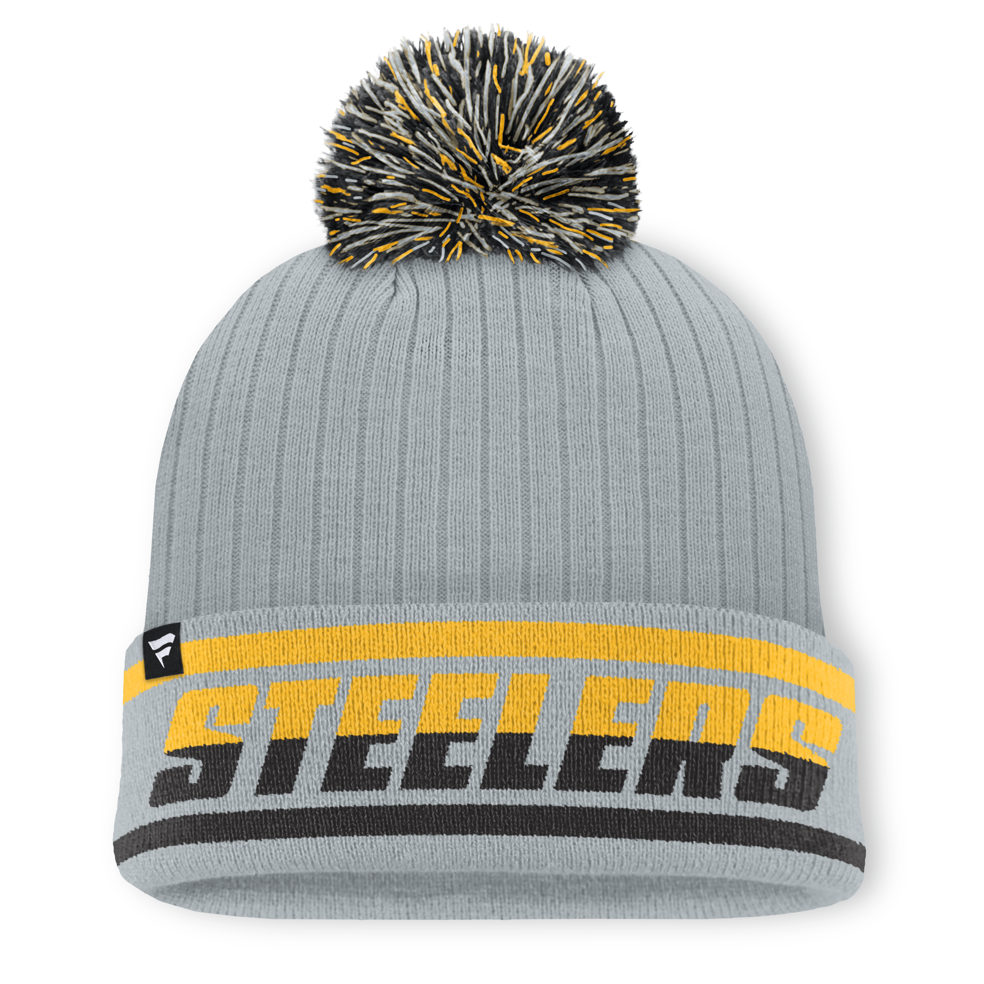 Men's Fanatics Gray Pittsburgh Steelers Fissure Cuffed Knit Hat with Pom